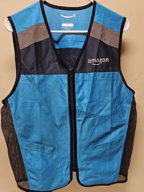 Amazon Bright Blue Delivery Vest with Black Trim and Gray Accents